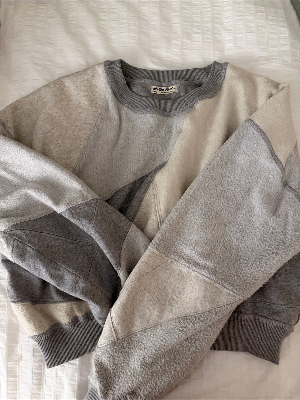 We The Free Men's Patchwork Crewneck - Gray & Cream